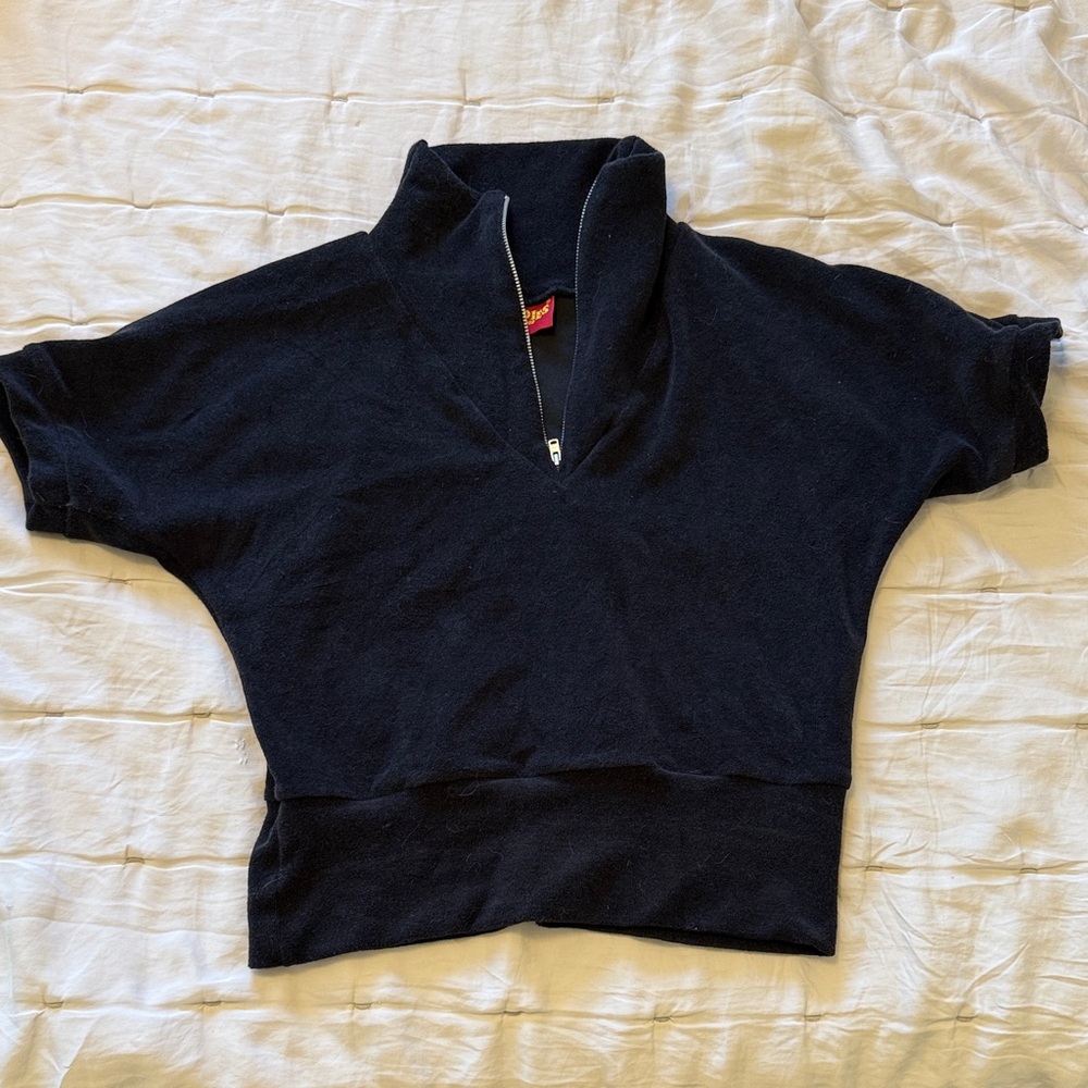 Freddie’s Black Terry Zipper Top